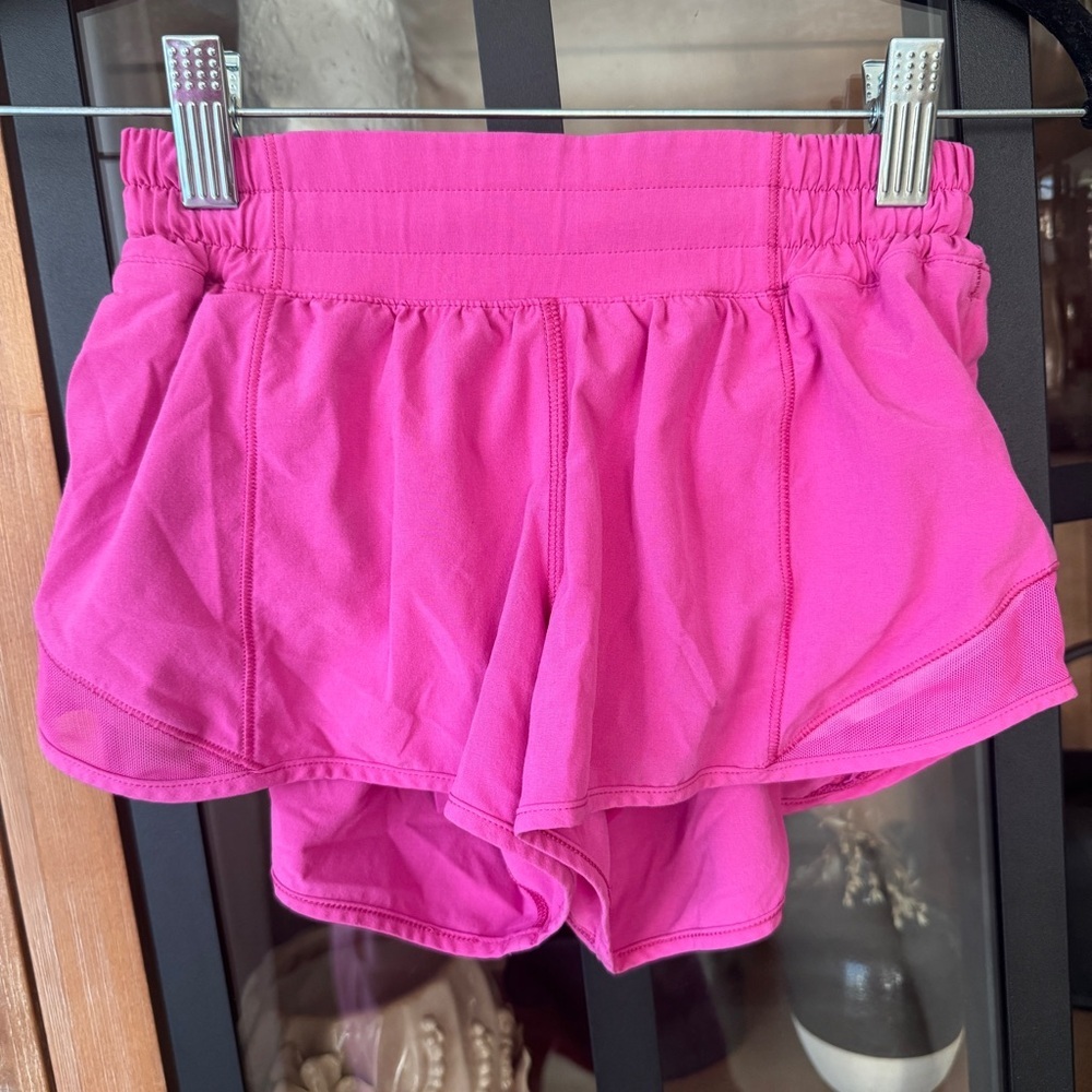 Lululemon Hotty Hot Shorts II 4" Pink Highlight neon mid-rise running workout - Picture 2 of 12